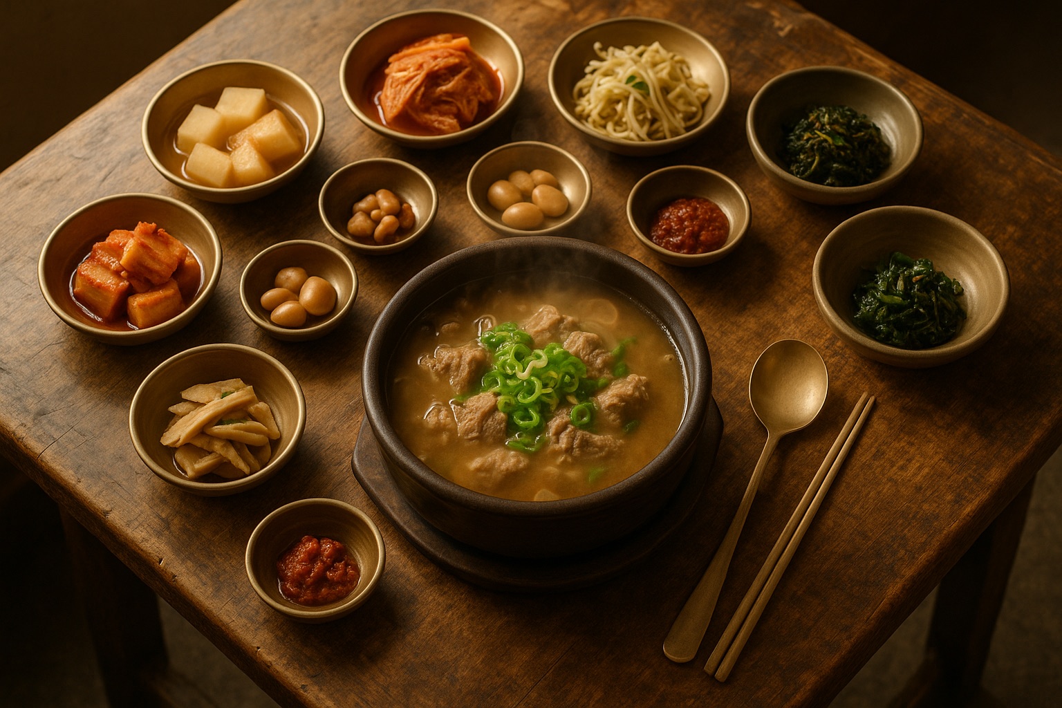 한국 본토, 오랜 본점의 한 상 — 우리가 옮기려는 깊이 · 연출 이미지